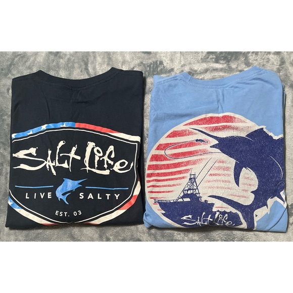 Lot of 2 Men's Salt Life Long Sleeve T-shirts Size Medium - Picture 1 of 3